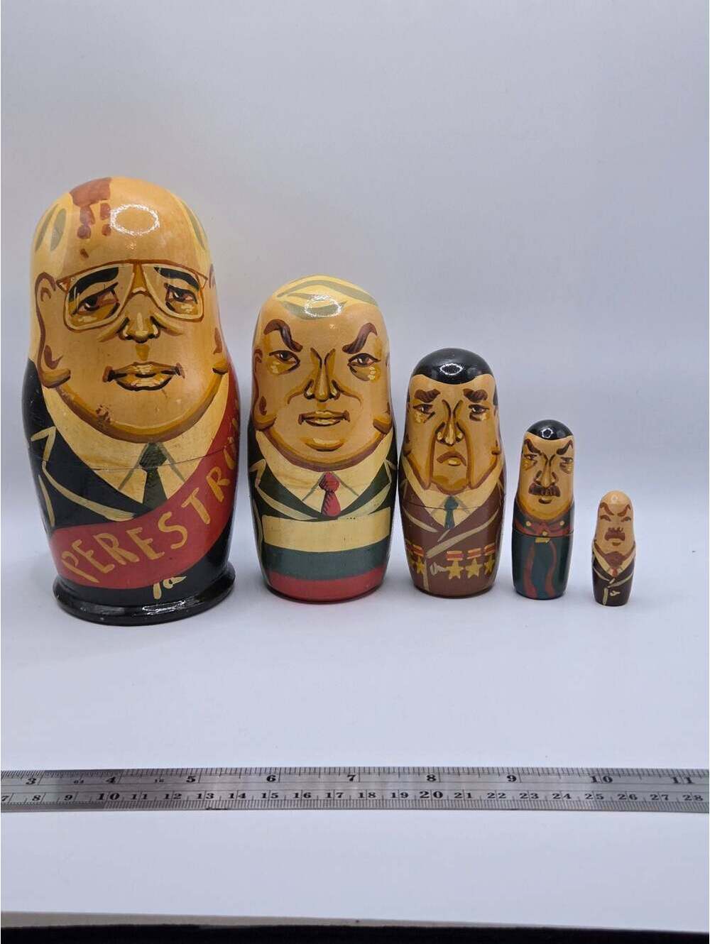 Vtg Russian President Nesting Dolls 5pc /b